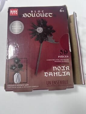 Block Tech Bouquet Black Dahlia Flower Building Set 59 Pieces Limited Edition